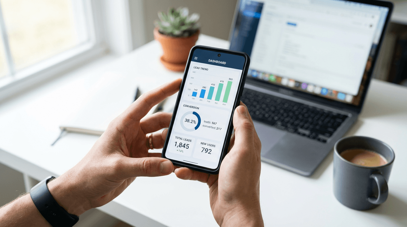 Podgląd panelu LeadPlatform na smartfonie